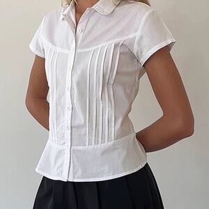 Classic White Short Sleeve Women's Blouse